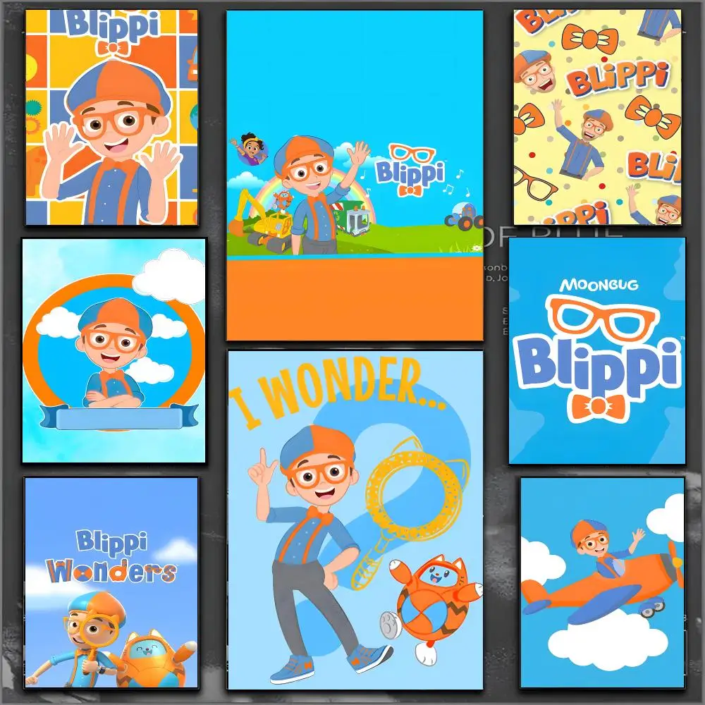 TV Show Blippi Wanders Poster Waterproof Sticky WallArt Print For Bedroom Living Room Hallway Bar Home Decor