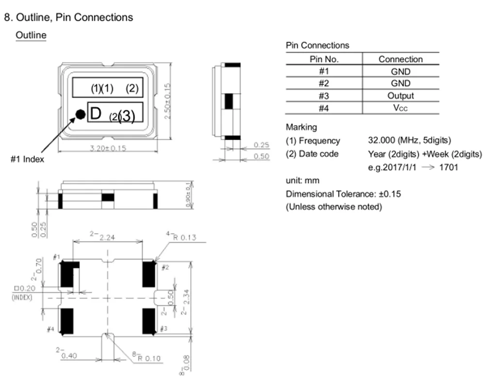 (5pcs) DSB321SDN 50M 50MHZ 50.000MHZ TCXO 3225 Temperature Compensation Crystal Oscillator High Precision 3.2x2.5mm 4pin KDS