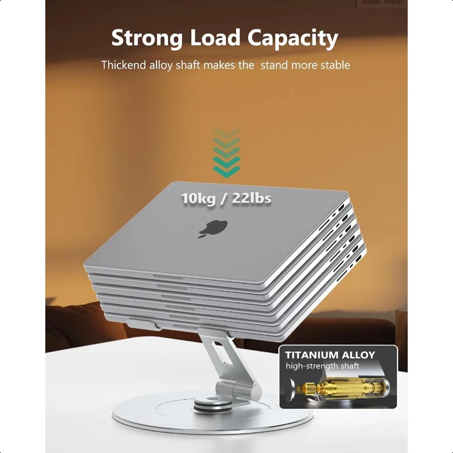 Подставка для ноутбука с держателем для телефона Регулируемая подставка для ноутбука с вращающимся на 360° основанием Алюминиевый держатель для крепления компьютера Эргономичный ноутбук