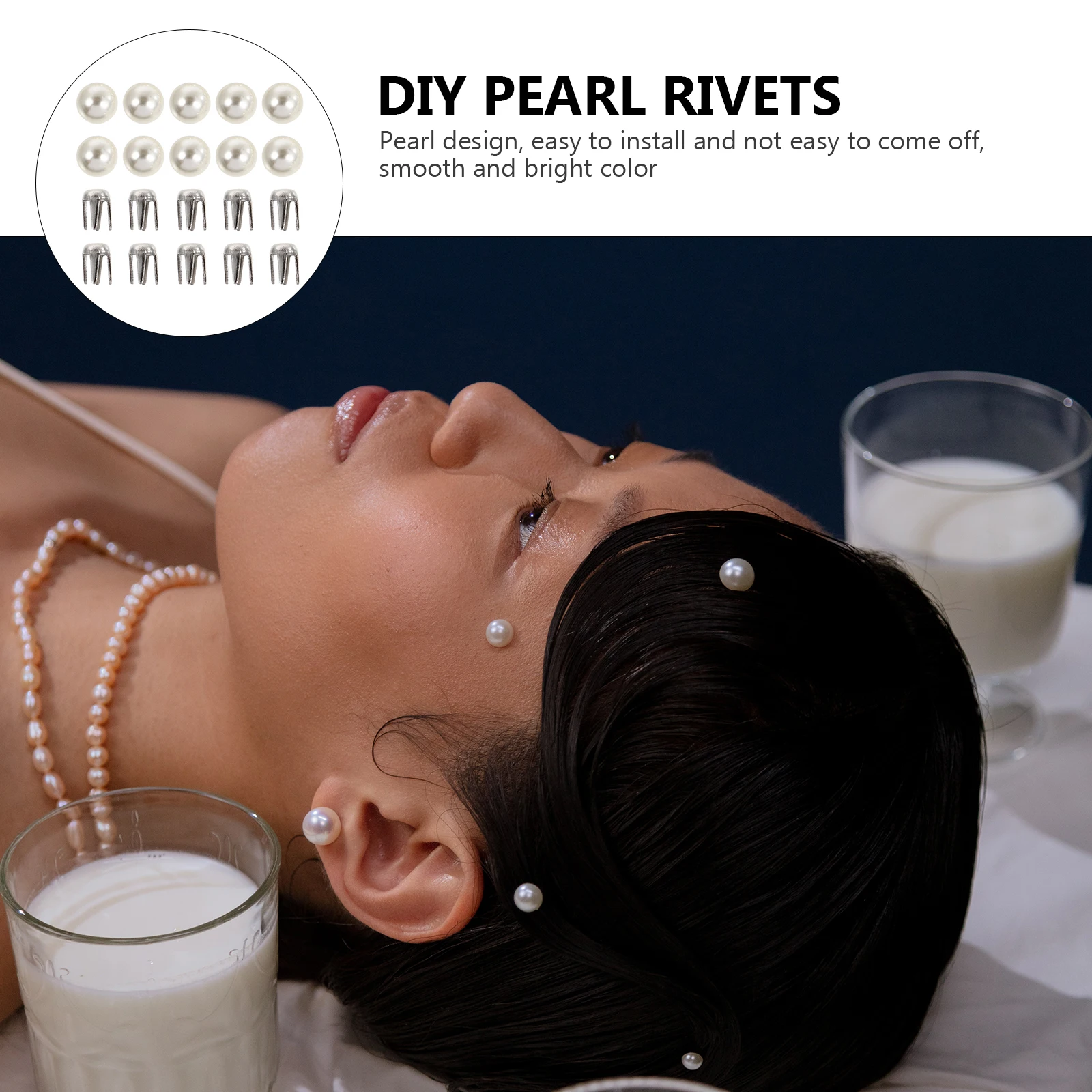 

150Sets Round Pearl Rivets Embellishment DIY Bag Supplies Smooth Bright Color Longlasting Use Handmade Rivets Mini Claw Nail