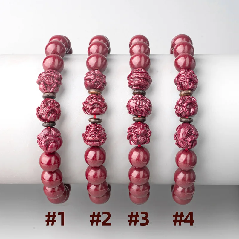 High Content Purple Cinnabar Triad Chinese Zodiac Beaded Bracelet 2026 Unisex Buddhist Jewelry Auspicious Natal Year Good Luck G