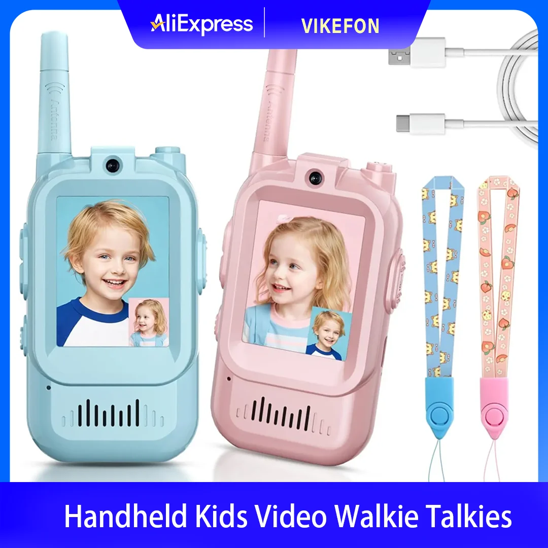 Video Walkie Talkies for Kids Handheld 2 Pack Rechargeable Video Intercom Indoor Outdoor Toys for Boys Girls Ages 3-12 Gifts