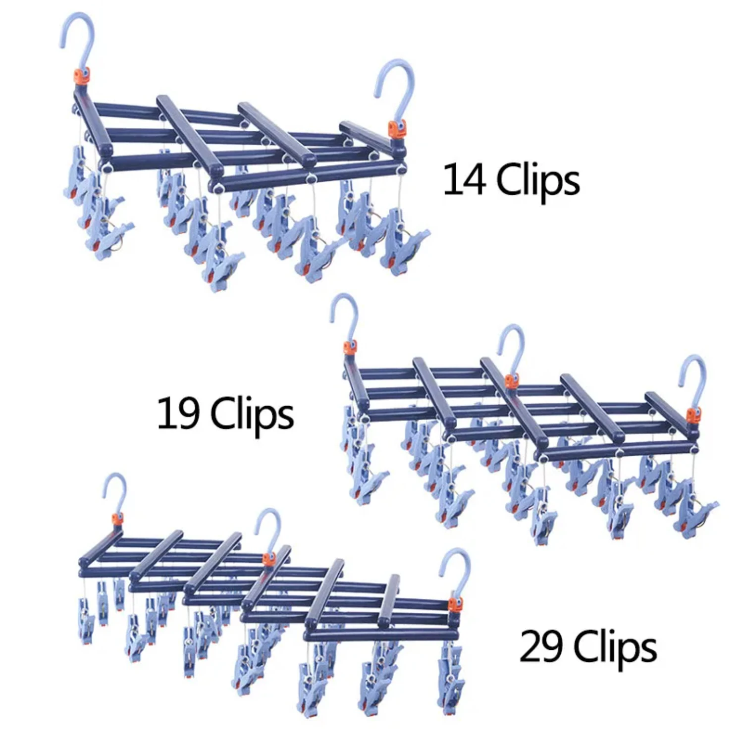 พับแขวนเสื้อผ้าตู้เสื้อผ้าOrganizerในครัวเรือนWindproof Multifunctional Clothespin 29 คลิปRetractable Drying Rack