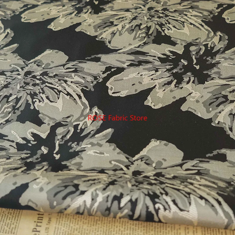 Tessuto jacquard tinto in filo floreale classico retrò da 1 metro, borsa per abiti da donna primavera autunno, tessuto da cucito fai da te