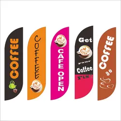 Feather Flag Beach Banner, Fabric Only Without Stand, Coffee Shop Cafe Bar Open Sale Bakery Sandwich Cafeteria Restaurant Snack