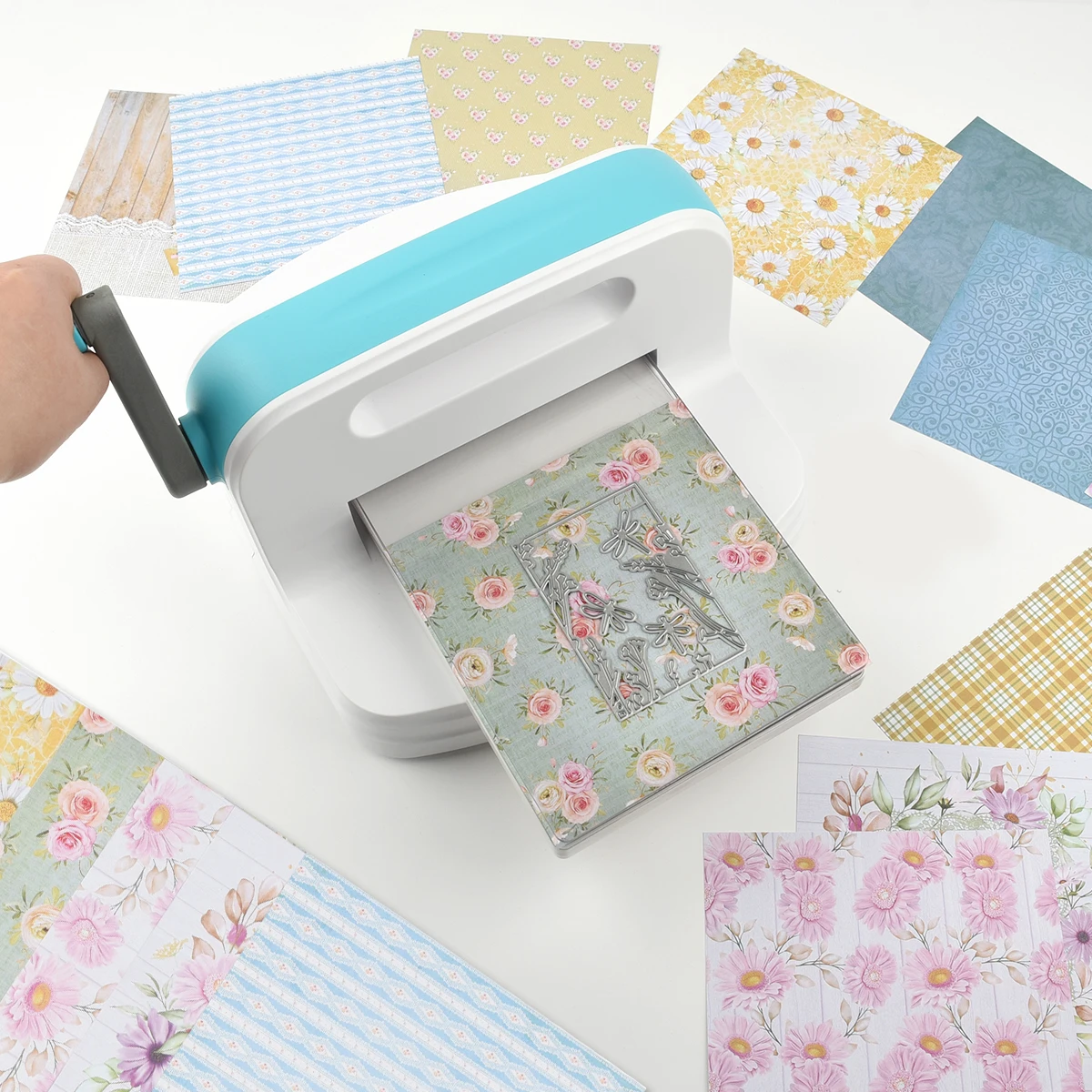 Die Cutting Embossing Machine Set With Paper Sheets DIY Handmake Tools 6inch Opening Scrapbooking Art Craft Card Making A5 Size