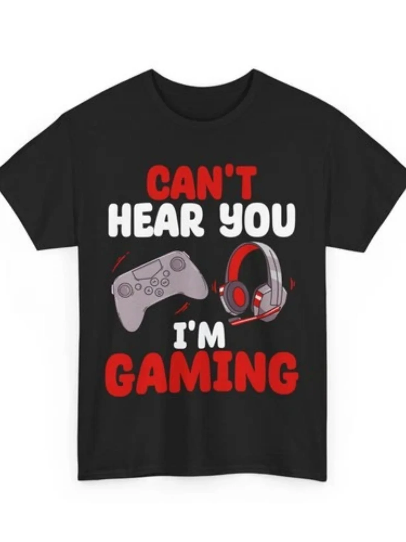 Gamer TShirt Gaming Headset Can't Hear You I'm Gaming Video Games Lovers Shirt Soft Everyday  Christmas Eve Outfit Seasonal Casual Wear Festive Design Comfortable Fit Top