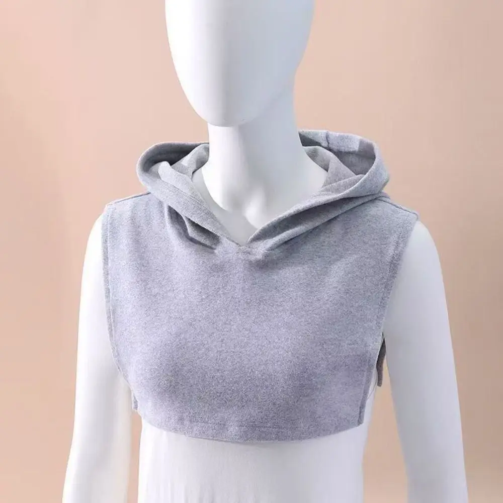 Single-sided Fleece Fake Hood Collar Sleeveless Design Soft Cotton Spandex Decorative Hood Insert Classic Color No Drawstring