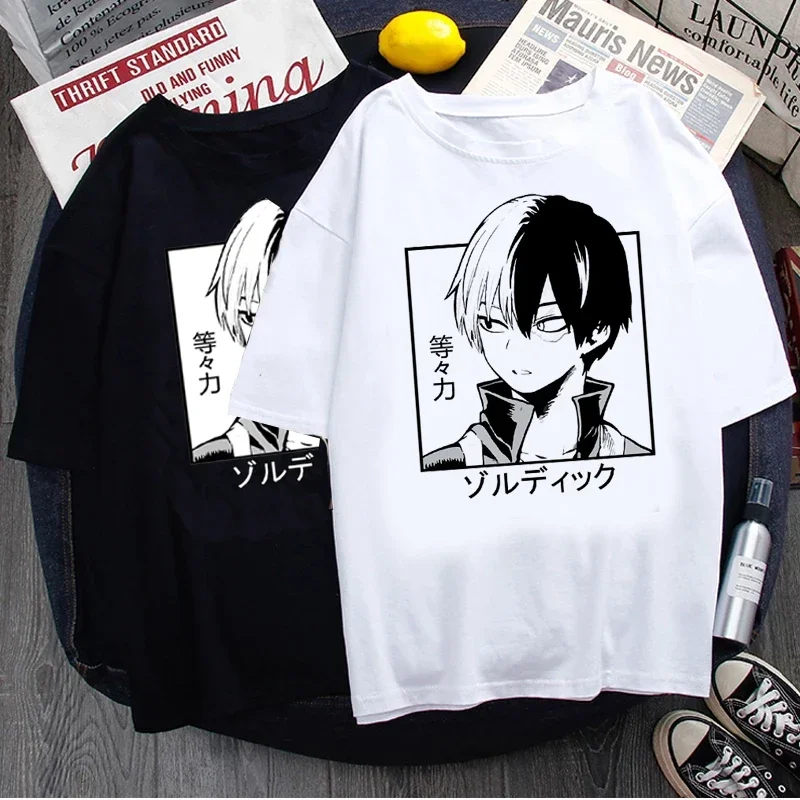 Quente anime japonês meu herói academia t camisa masculina kawaii shoto todoroki gráfico tabi dos desenhos animados harajuku unisex camiseta masculina