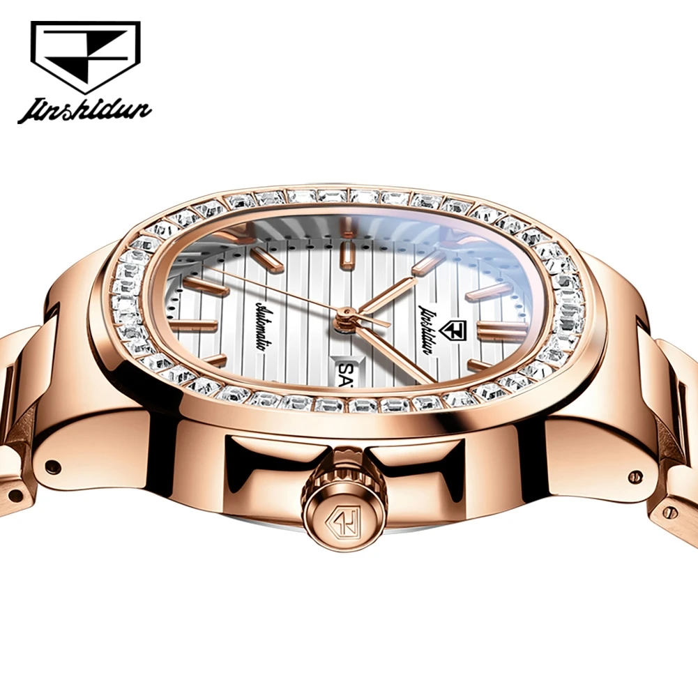 JSDUN 8953 Men Watch Luxury Brand Original Diamond Bezel Automatic Mechanical Watches for Man Calendar Waterproof Luminous Watch