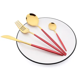 Aço inoxidável Espelho Ouro Dinnerware Set, Talheres Set, Garfo, Faca, Colher De Café, Talheres, Talheres, Talheres De Cozinha, 16pcs 10 principais vendas facas submarina - №2