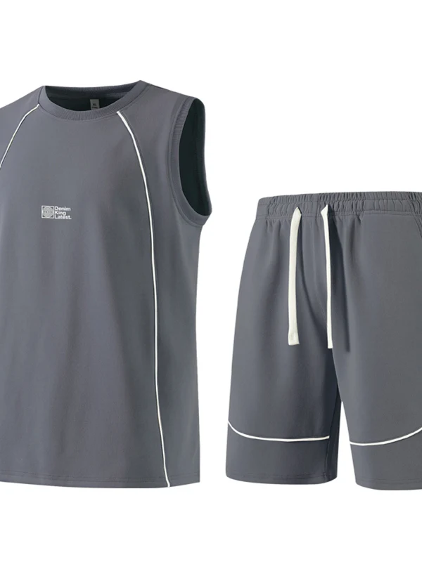 

Модный повседневный спортивный комплект для мужчин: майка и шорты из полиэстера, молодежный летний наряд, бренд JXAETE.