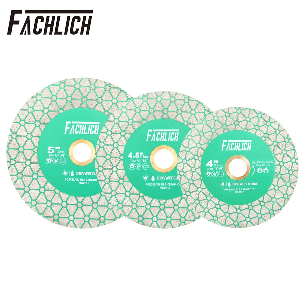 FACHLICH Diamond Cutting Disc 105/115/125mm Triangle Double Sided Grinding Wheel Saw Blade Ceramic Tile Porcelain Marble