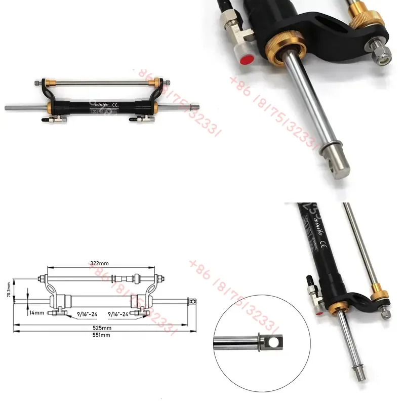 

New Hydraulic Outboard Power Steering System Kit with Direction Control Cylinder Engine Accessories
