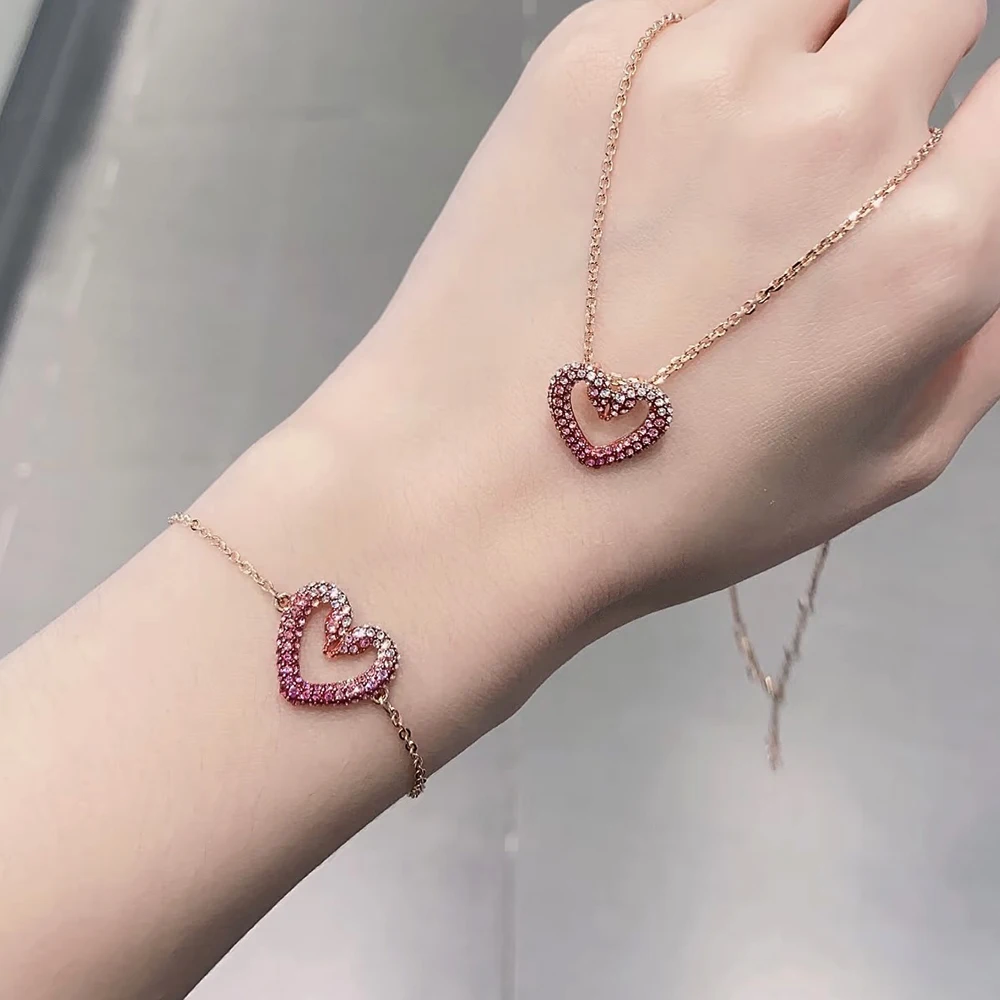 

Роскошные ювелирные изделия, женские браслеты и ожерелья, конфетная тема в форме сердца, модные элитные подарки для вечеринок, инкрустированные цирконом