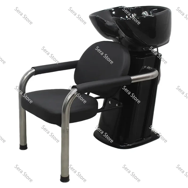 Durable Leather Semi Reclining Shampoo Bed Ergonomic Hairdressing Washing Bed For Salon Use