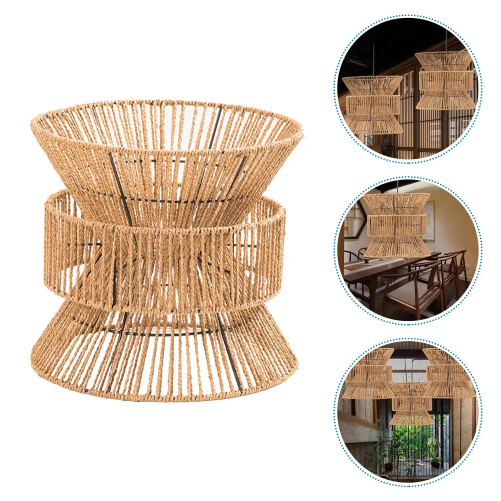 

Vintage Lamp Shade Rustic Woven Pendant Light Cover For Ceiling Chandelier Hanging Lamp Decorative Hemp Rope Shade