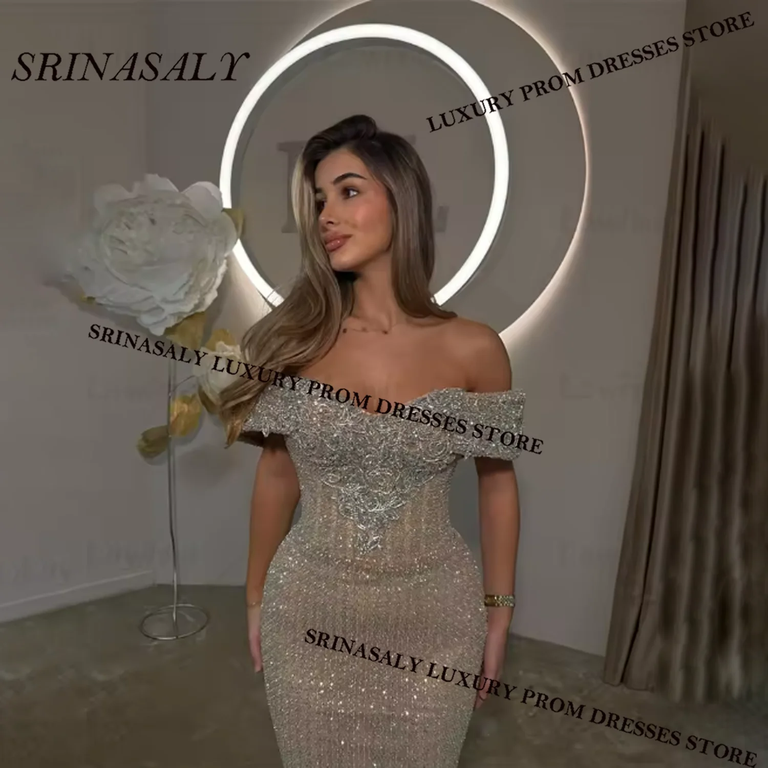 الأفريقية مخصصة Aso Ebi حورية البحر فساتين لحضور الحفلات الموسيقية الماس كريستال ثوب مسائي طويل بريق الترتر فتاة سوداء فستان حفلات الزفاف #2