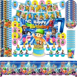 Stumble Guys Birthday Decoration Balloon Banner Stumble Guys Tableware Backdrop Cake Topper Party Supplies Baby Shower