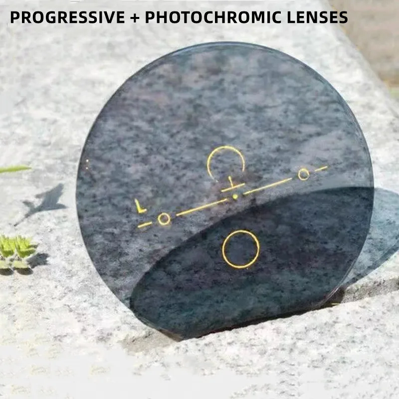 1.56 Index Prescription Progressive Photochromic Glasses Free Form Multi Focal Lens Chameleon Change Grey Brown Anti Scratch