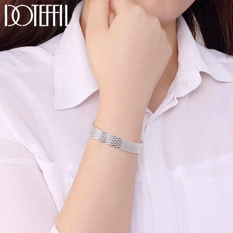 Hot New Weaving Chain Silver Color Bracelets For Women Exquisite Fashion Wedding Party Christmas Gifts Jewelry