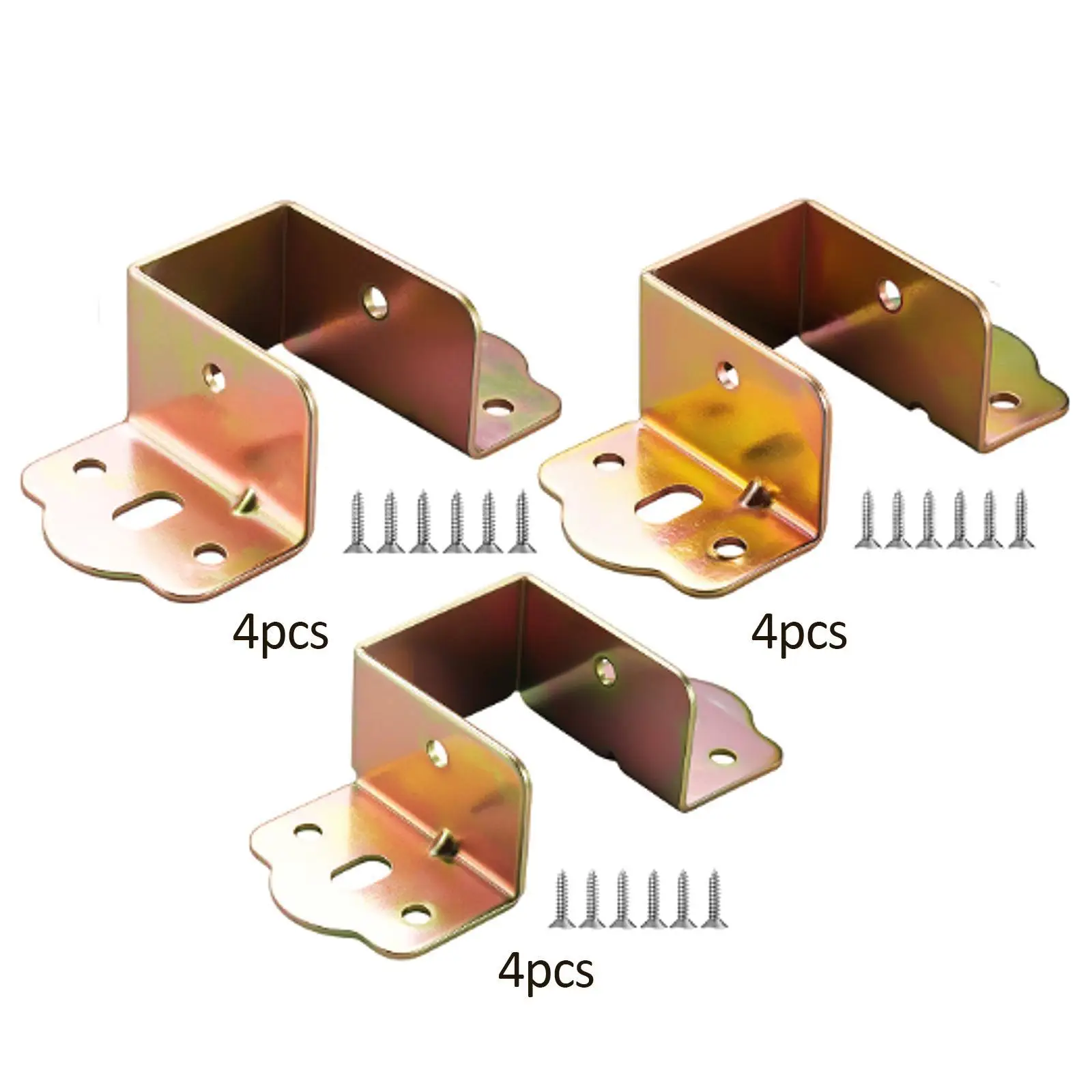 4x Bed Rail Brackets U Shape Bed Support Bracket Screws Included Bed Hinge for Connecting to Wood, Headboards, and Foot Boards