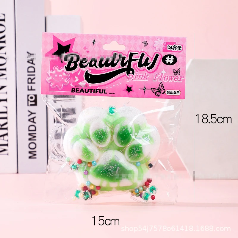 Cute Big Cat Paw Squish Fidget Toy Soft Slow Rebound Stress Relief Toy Pinch Decompression Gift Flocking Cat Claw Squeeze Toy