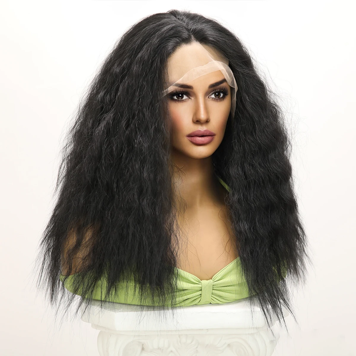 Black Long Curly Hair Fluffy And Explosive Headwear Daily Hairstyle Wig Girl's T Part Lace Front Straight Afro Lace Natural Wig