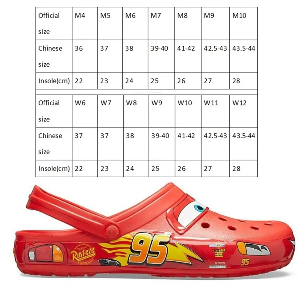 Disney Cartoon Solid Waterproof Slippers Mcqueens Pixar Outdoor Sand Sandals Casual Breathable Ankle-wrap Eva Adult Shoes Gift