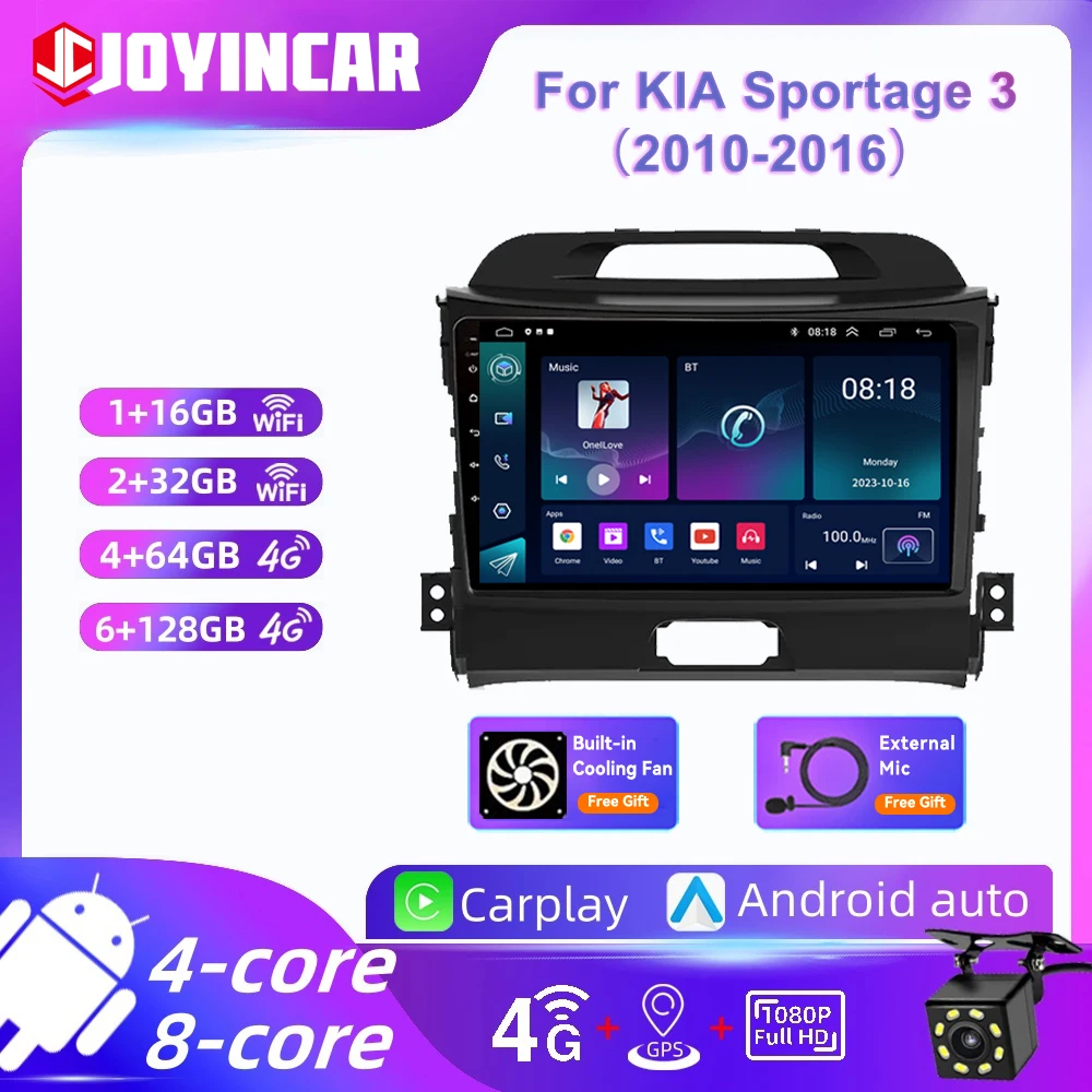 Android 13 2 Din For KlA Sportage 3  2010-2016 Stereo BT Car Multimedia PlayerNavigation 9lnch QLED TouchScreen Wireless Carplay