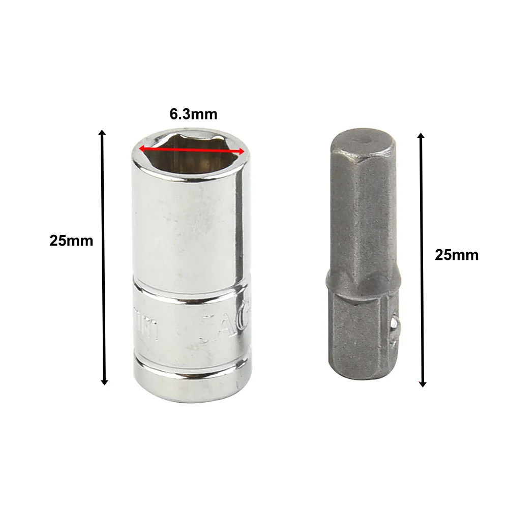 1/4 Square Drive To 1/4 Hex Shank Impact Socket+1/4 Drill Socket Adapter Hand Tools Repair Tools Wrench Socket