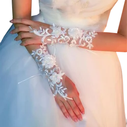 Women Opera Bridal Bride Embroidery Wedding Party Fingerless White Wrist Gloves 2025