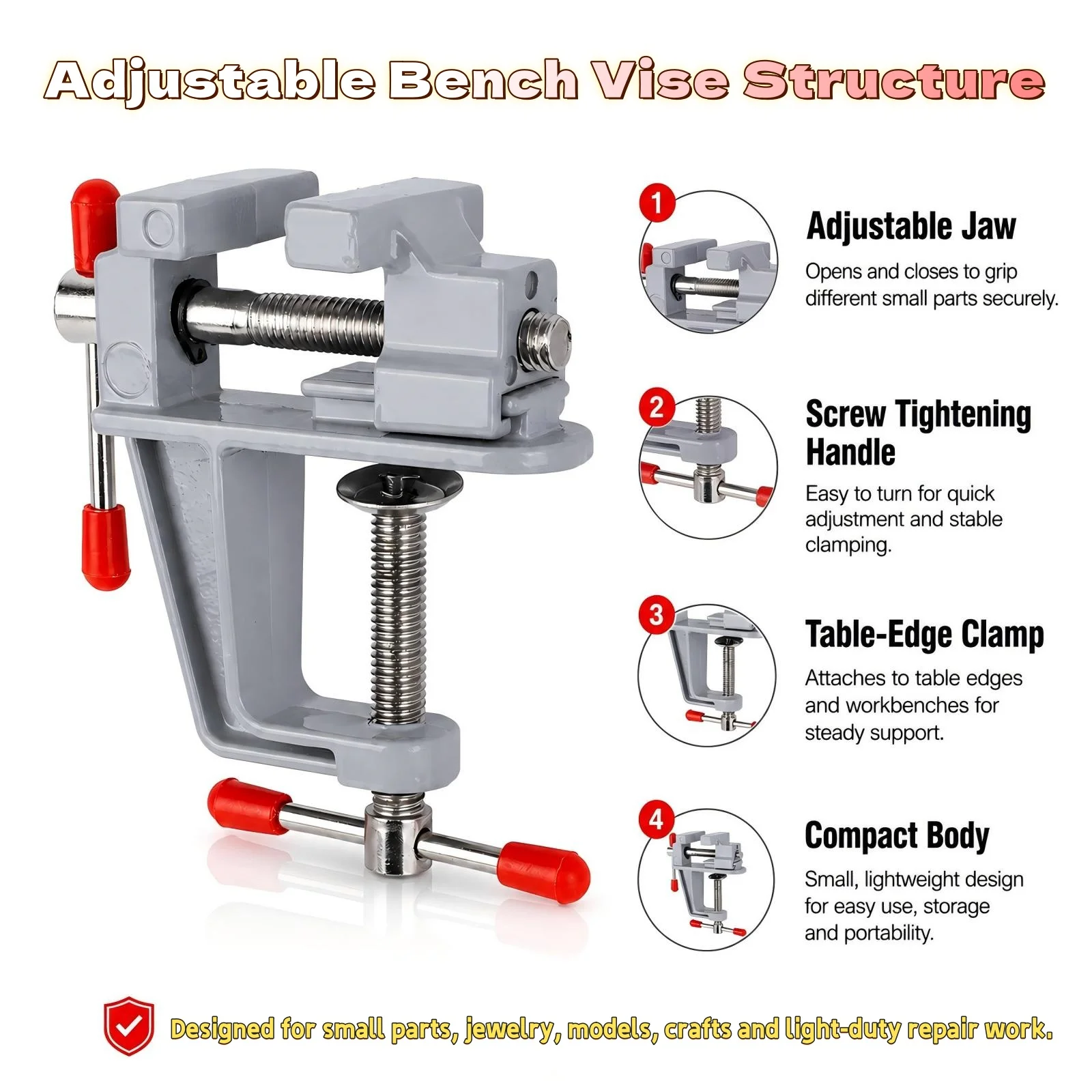 PHYHOO Aluminum Mini Vice Bench Table Clamp Jewelry Making Tools And Equipment Hobby Clamps Mold Craft Repair Tool Portable Work