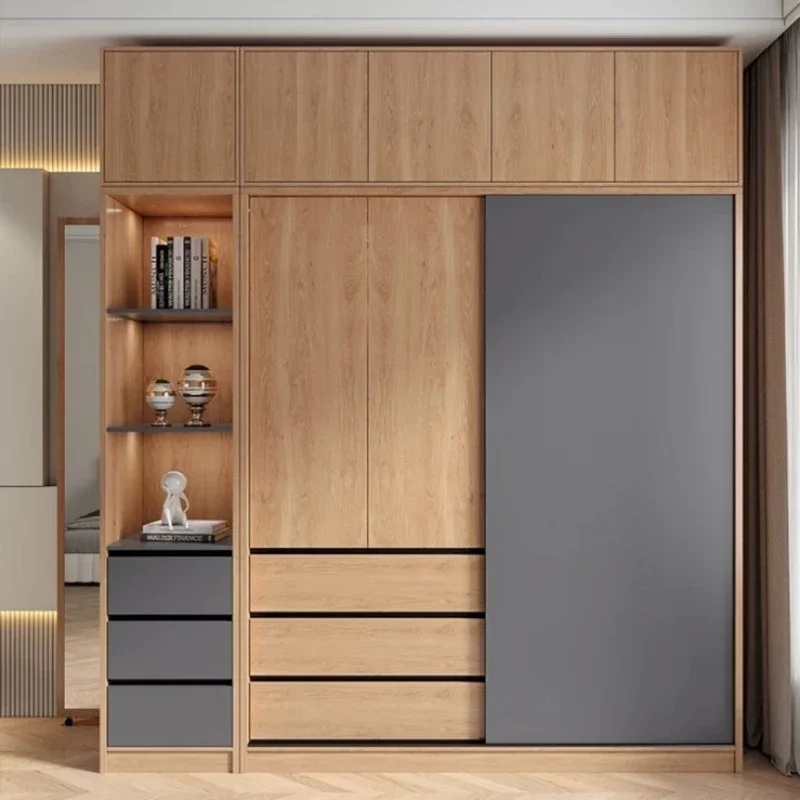 Wooden Simple Wardrobe Partitions Cupboard Storage Modern Organizer Bedroom Space Saving Closet Cheap Armario Trendy Furniture