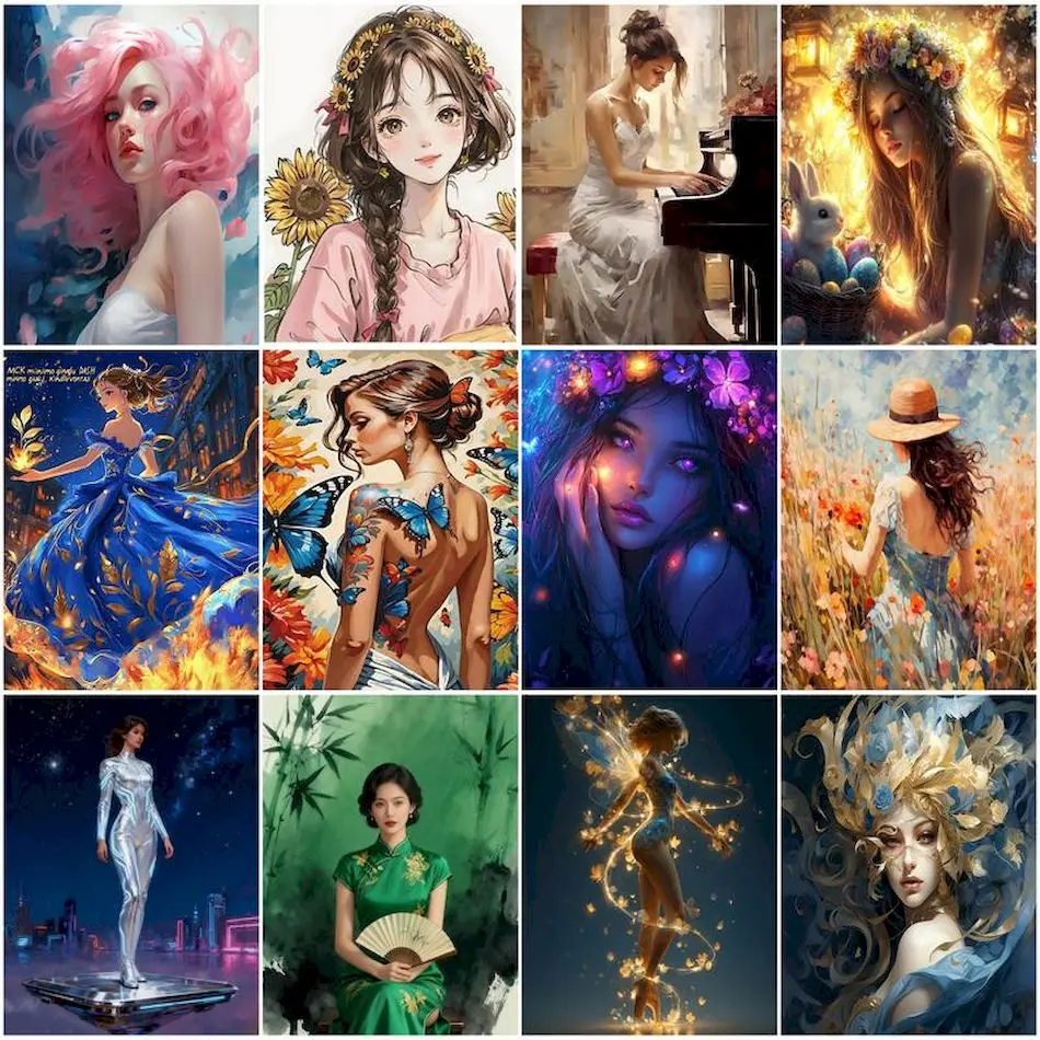 

RUOPOTY Oil Painting By Numbers Women girls Markers By Numbers Framed Wall Art Modern Personalized Gift Crafts Wall Decororation