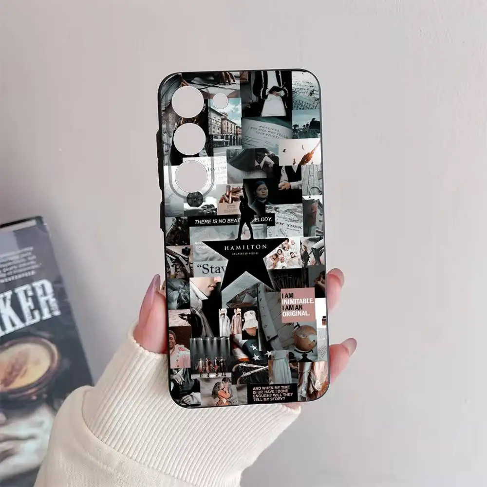Capa de telefone musical hamilton para samsung galaxy a73,72,51,53,52,71,22,5g, nota, j7,8,9 capa preta macia