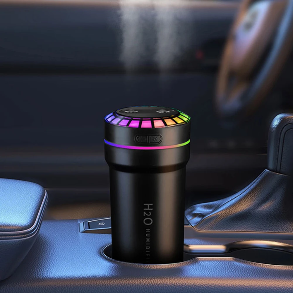 300ml Double Spray Vehicle Air Humidifier with Mood Light Pickup Dynamic Humidifier Smart Pickup Humidifier for Home Office Room