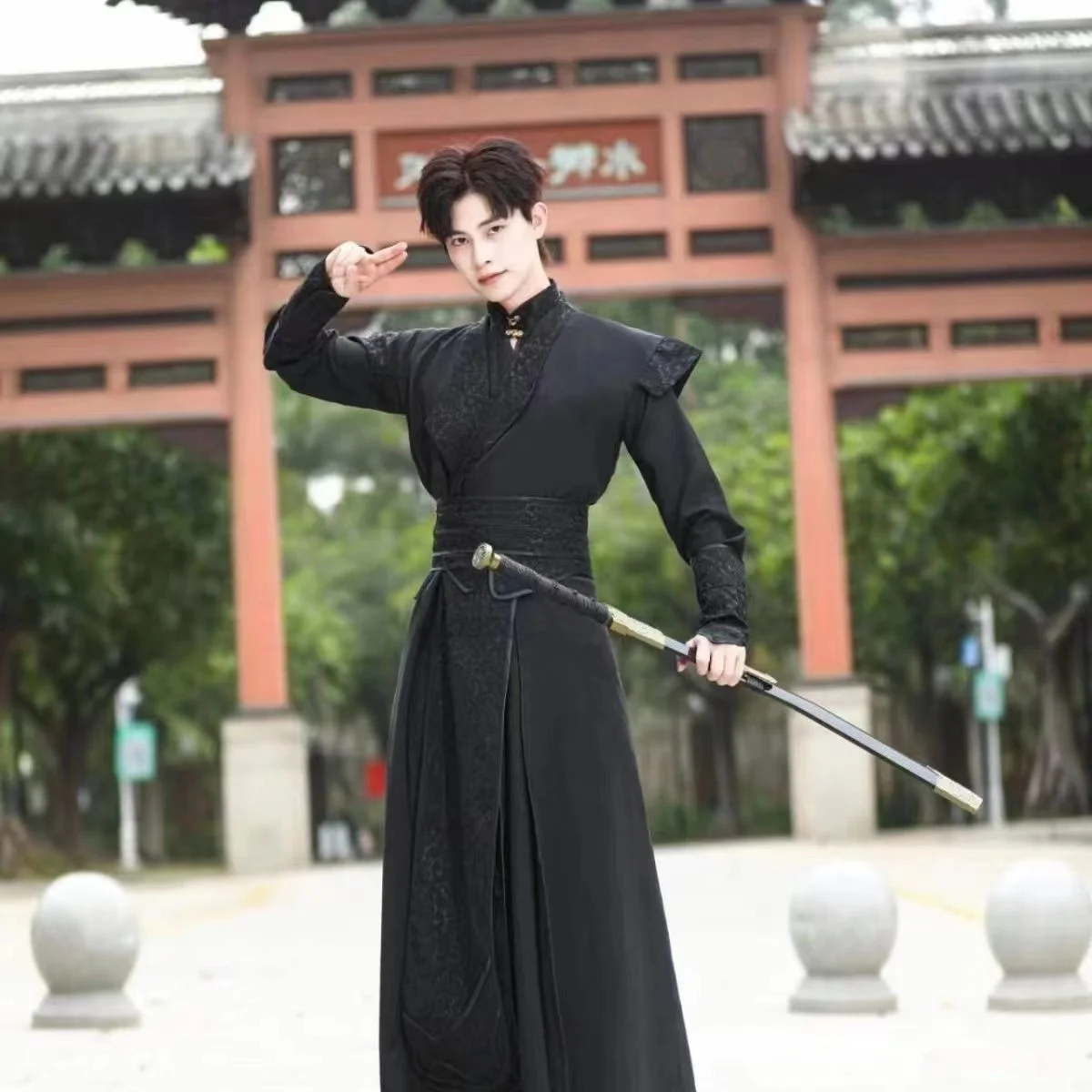 Black Power Cosplay Cotsume Anime Moran Heixuan Zhouhui Clothing Dress Niche Boys Dark Swordsman Young Hero Show Clothes COS