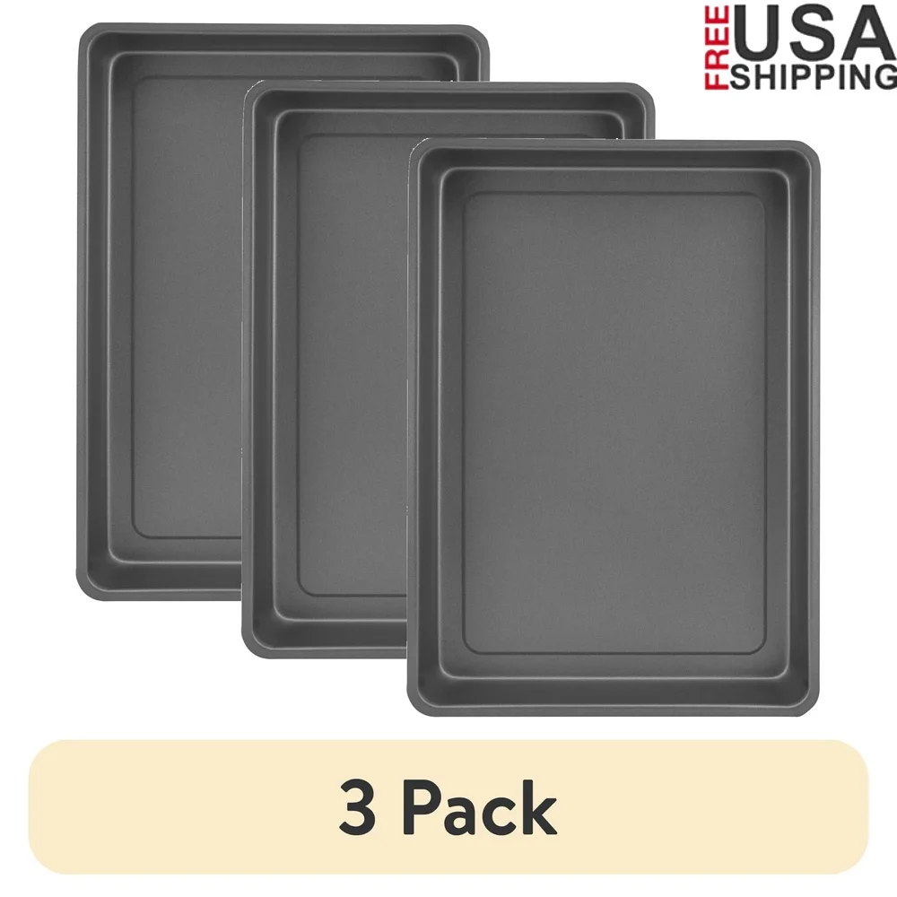 

3 Pack Nonstick Steel Lasagna Pan 10.5 x 15.4 Durable Bakeware Ideal Cakes Brownies Mac and Cheese Easy Cleanup