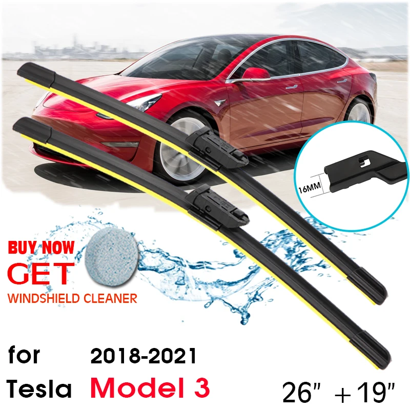 

Car Wiper Blade For Tesla Model 3 26"+19" 2018-2021 Front Window Windscreen Windshield Silicon Refill Wipers Auto Accessories