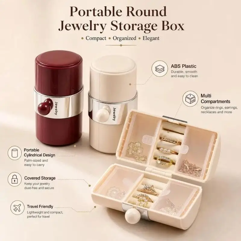 1/2Pcs Mini Portable Jewelry Storage Box 4 Tier Large Capacity Compact For Home Travel Daily Use