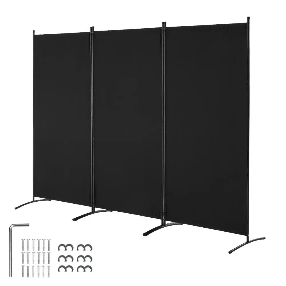 

3 Panel Folding Screen Portable for room Partition Freestanding Black