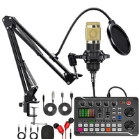 English version F998 live broadcast sound card with BM800 condenser microphone set, full set of live broadcast Karaoke equipment