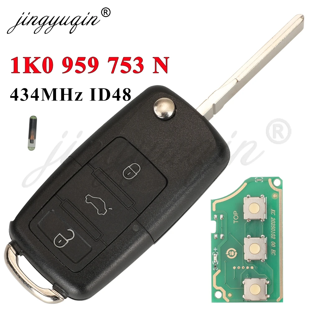 

jingyuqin Car Remote Key for 1K0959753N ID48 for VW PASSAT b5 b6 Skoda Fabia Octavia Fabia CADDY GOLF JETTA POLO