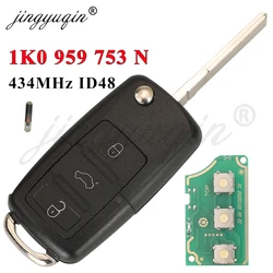 Jingyuqin-mando a distancia para coche, llave para 1K0959753N ID48, para VW PASSAT b5 b6 Skoda Fabia Octavia Fabia CADDY GOLF JETTA POLO