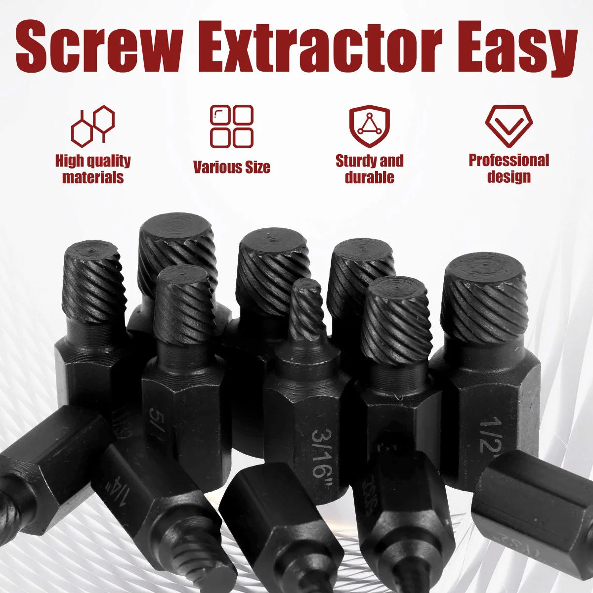 26/13/10Pcs Bolt Nut Extractor Set Damaged Impact Bolt Nut Remover Tool Broken Screw Stud Removal Kit Rusted Screw Extractor Kit