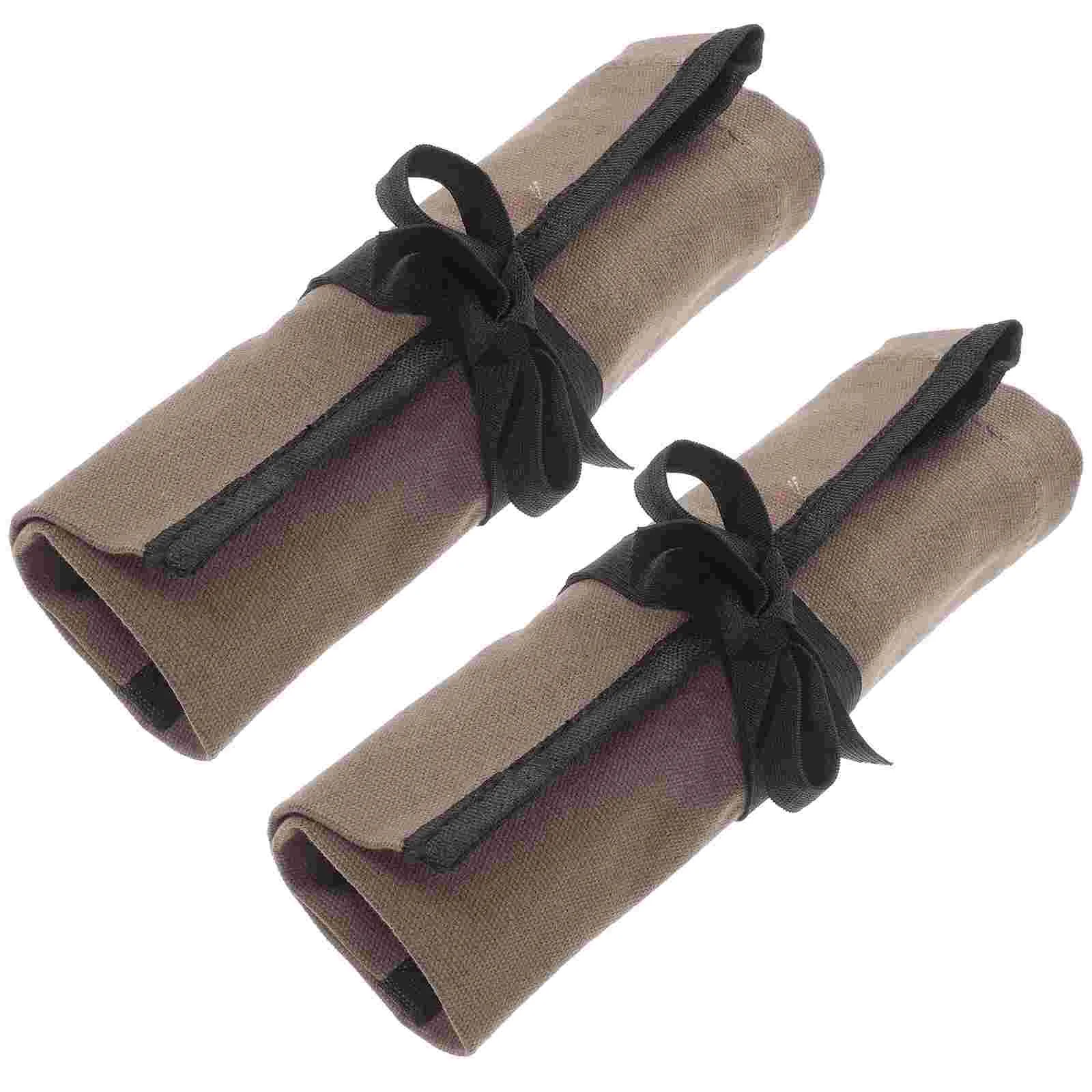 2 Pcs Tool Storage Bag Small Pouch Canvas Spanner Organizer Multi-Purpose for Tools Utility Bags Kit