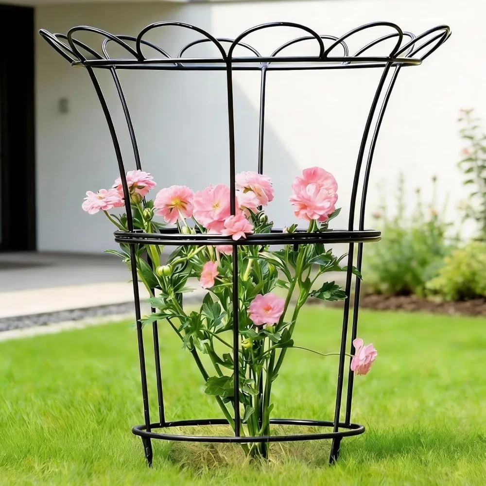 

Heavy Duty Peony Cage Plant Support for Outdoor Roses Climbing Vines Rust Resistant Flower Ring Stakes Easy Assembly