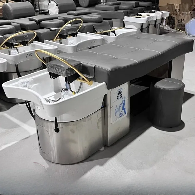 High-end Head Therapy Shampoo Bed, Water Circulation Fumigation Stainless Steel Beauty Bed, Beauty Salon Health And Hair Care Ma