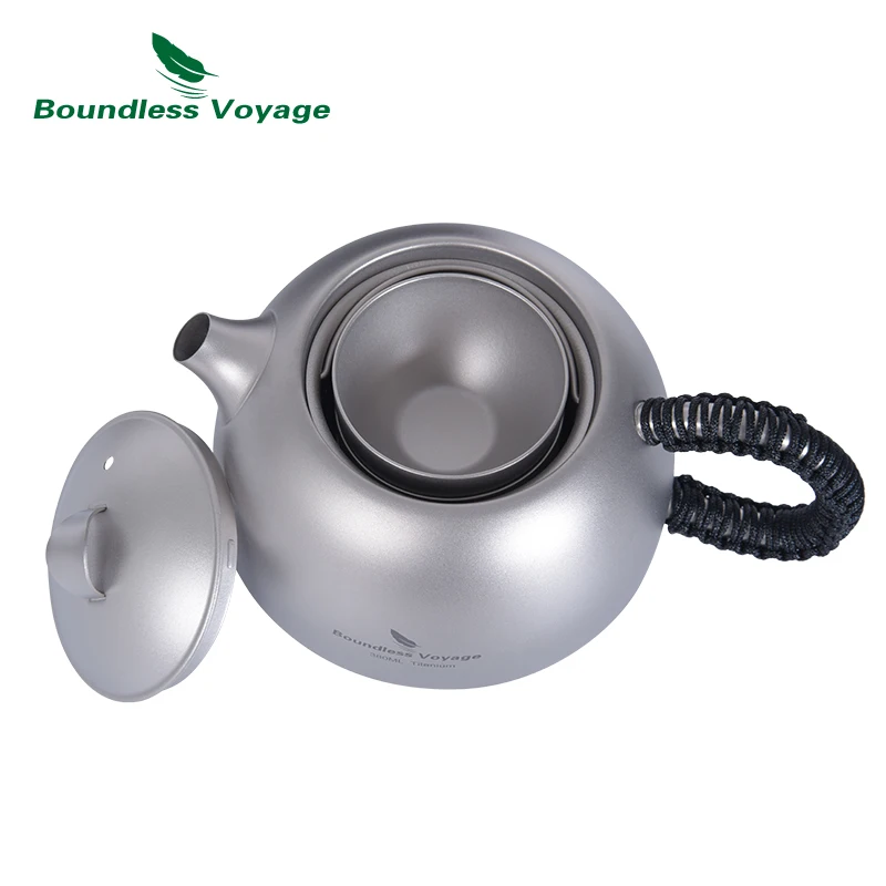 Boundless Voyage 380ml Titanium Tea Kettle with Filter +3pcs 25ml